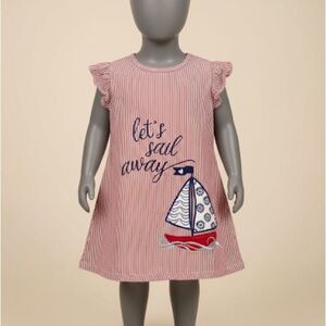 Rare Editions Pink and Blue Sailboat Kids Casual Dress